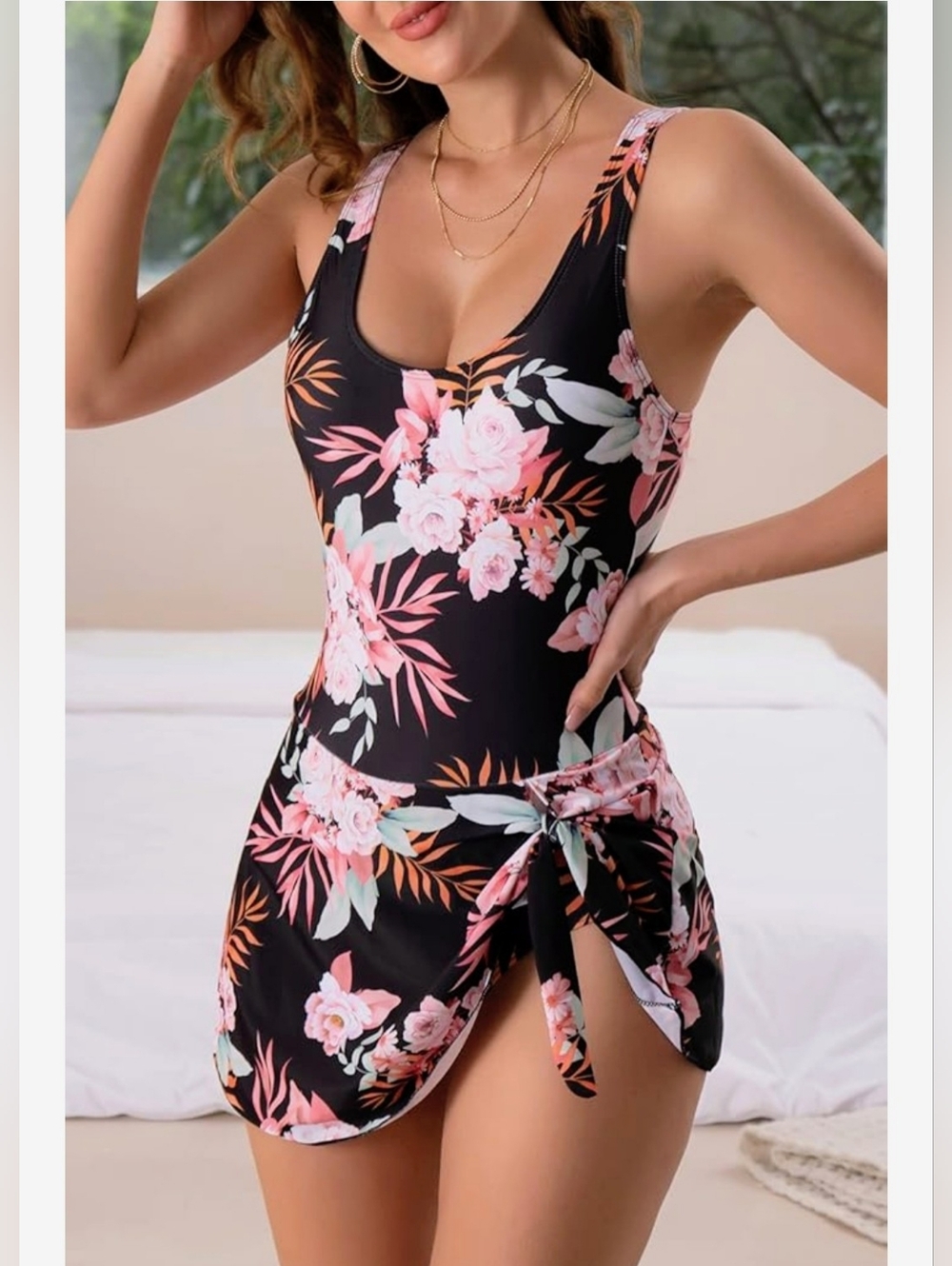 Eomenie One Piece Swimdress Swimsuits for Women Tummy Control Swim Dresses Skirt